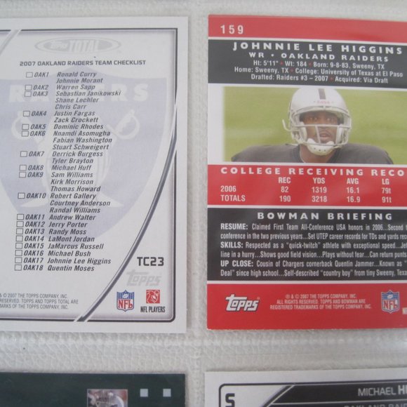 Lot of 7 Oakland Raiders NFL Player Cards - Picture 6 of 12